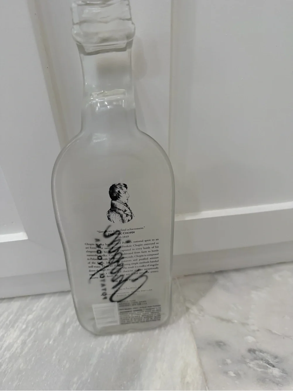 Clear Chopin Vodka Bottle Serving Tray Spoon Rest Decor